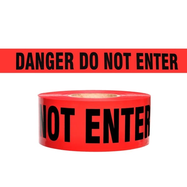 Krowd Kontrol Barricade Tape, Danger, Polyethylene, 7 mil Thickness, 3" Wide, 328 Ft. Long, Red/Black - CT-DANGER