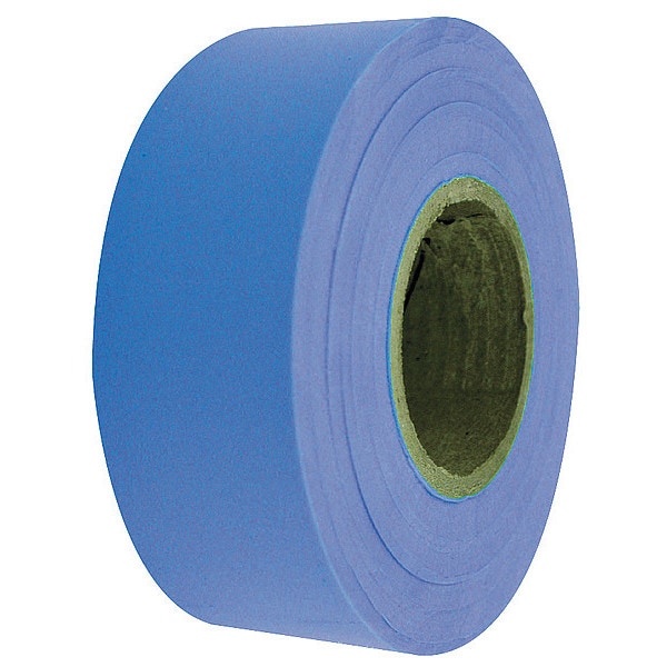 Zoro Select Flagging Tape, No Legend, Fluorescent Blue, 1 3/16 in Wide x 150 ft Length, Vinyl, 4 mil - 17059