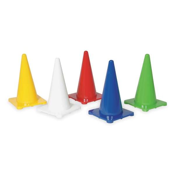 Zoro Select Traffic Cone, Polyethylene, Non-Reflective, 18 in Height, 1.5 lb, White - 1YBW7