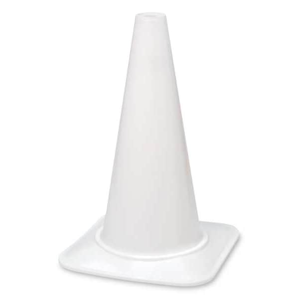 Zoro Select Traffic Cone, Polyethylene, Non-Reflective, 18 in Height, 1.5 lb, White - 1YBW7