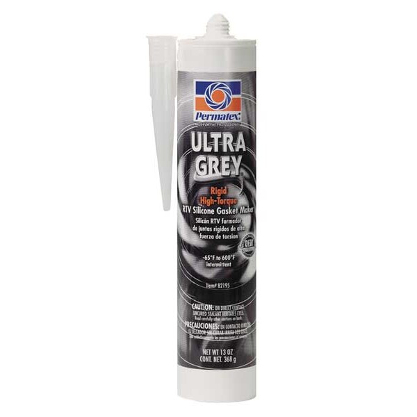 Permatex Rigid, High Torque RTV Gasket Maker, 13 oz, Gray, Temp Range -65 to 500 Degrees F - 82195
