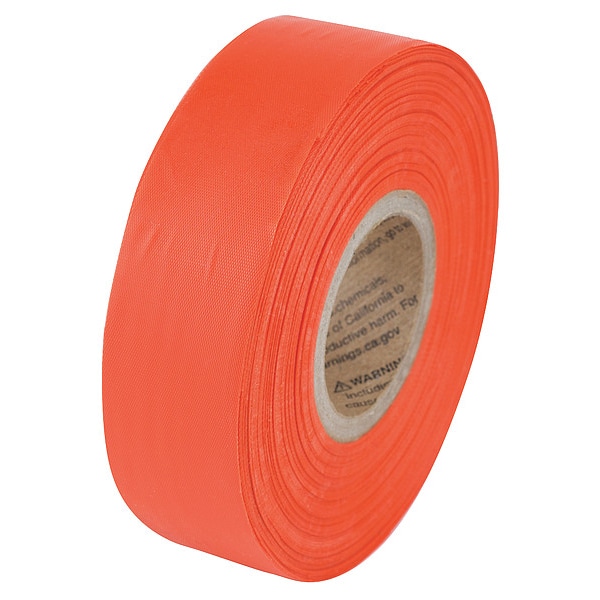 Zoro Select Flagging Tape, No Legend, Orange, 1 3/16 in Wide x 300 ft Length, Vinyl, 2 mil - VST04