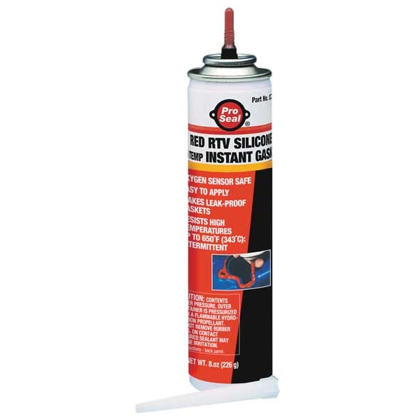 Pro Seal High Temp., Sensor-Safe RTV Gasket Maker, 8 oz, Red, Temp Range -70 to 650 Degrees F - 80729