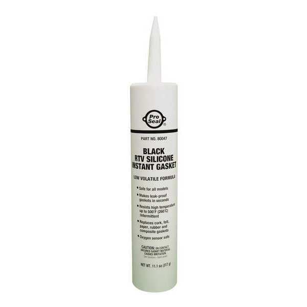 Pro Seal Oil-Resistant RTV Gasket Maker, 11.1 oz, Black, Temp Range -75 to 500 Degrees F - 80047