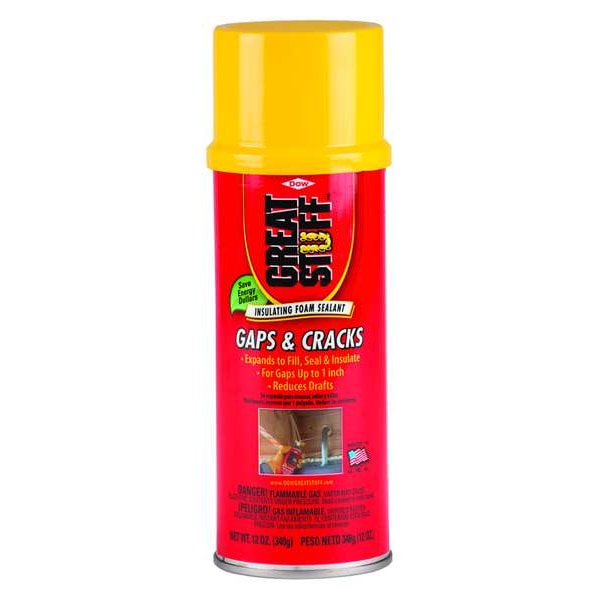 Great Stuff Insulating Spray Foam Sealant, 12 oz, Aerosol Can, Cream, R-3.7 Insulation Value - 00157901