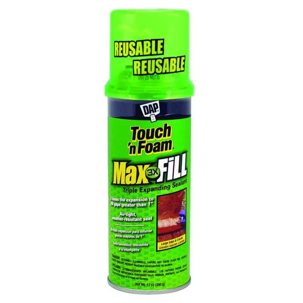 Dap Spray Foam Sealant, Straw Application Method 12 oz, Aerosol Can, Tan, 2-3:1 Expansion Ratio - 7565000043