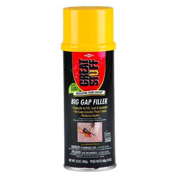 Great Stuff Spray Foam Sealant, 12 oz, Aerosol Can, Yellow, Big Gap Filler - 00157906