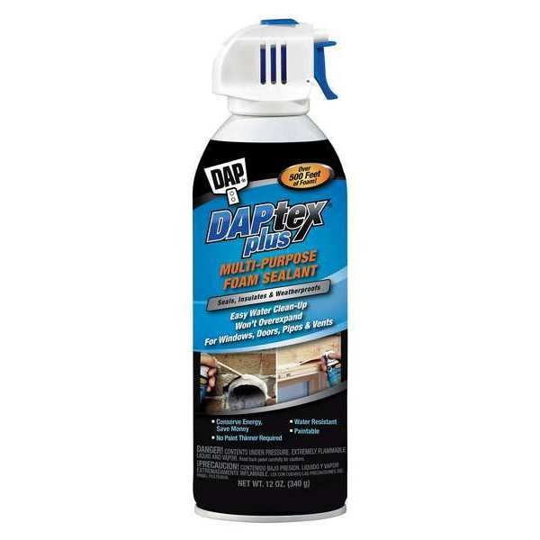 Dap Spray Foam Sealant, Straw Application Method 12 oz, Aerosol Can, White - 18836