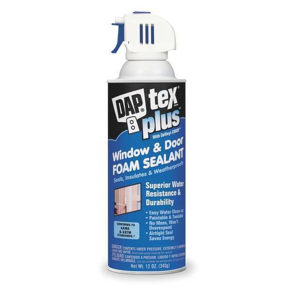 Dap Spray Foam Sealant, Straw Application Method 12 oz, Aerosol Can, White - 18836