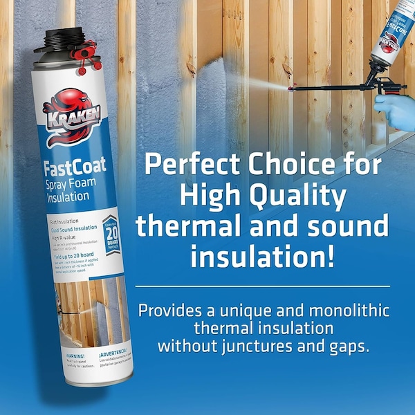 Krakenbond Krakenbond FastCoat Insulation Foam Spray, 27.1 oz, 1 Gun Use Can - KR1602SF