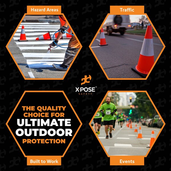 Xpose Safety Traffic Safety Cone, PVC, 18 in Height, 11 in Length, Orange - OTC18-6-HP450-X