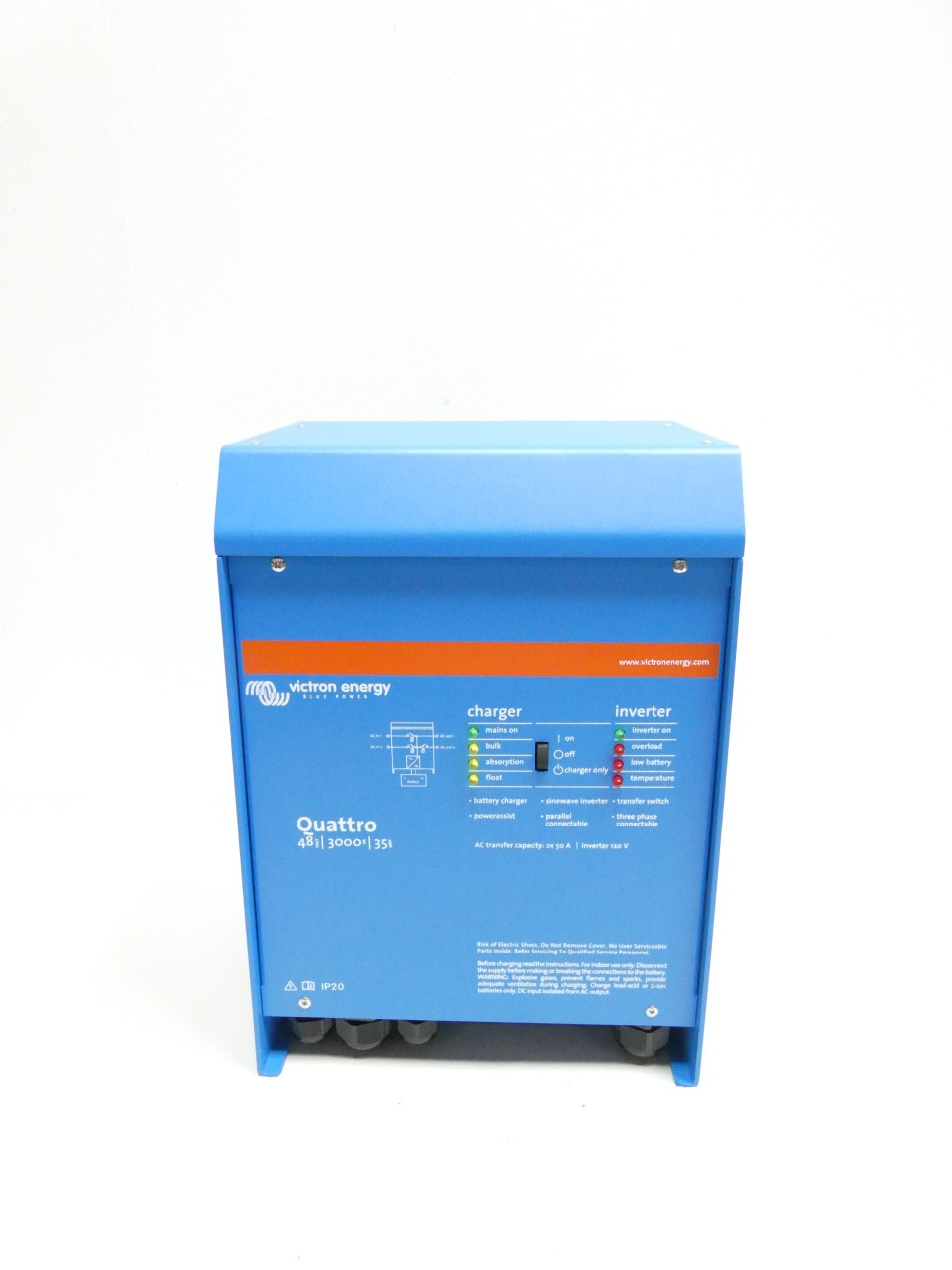 VICTRON ENERGY QUA483021100 QUATTRO PURE SINE WAVE INVERTER 48V 3000VA 120V 35A TEST EQUIPMENT