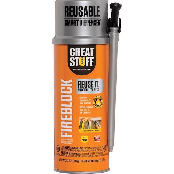 Great Stuff Smart Dispenser Orange Polyurethane Fireblock Foam Sealant 12 oz, 6PK - 99112831