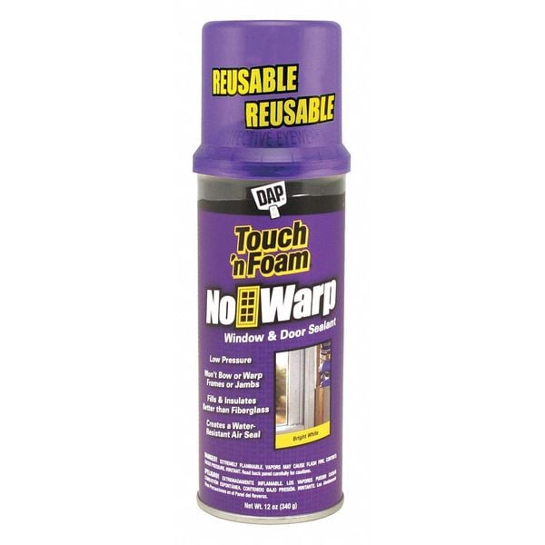 Touch 'N Seal Spray Foam Sealant, Straw Application Method 12 oz, Aerosol Can, White, 2-3:1 Expansion Ratio - 7565004000