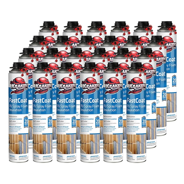 Krakenbond Krakenbond FastCoat Insulation Foam Spray, 27.1 oz, 24 Gun Use Cans, 24PK - 24FCPACK