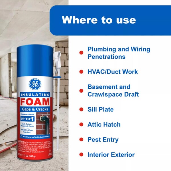 Ge GE White Foam Gaps and Cracks Insulating Sealant 12 oz - 2844271