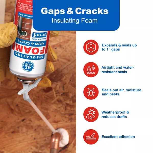 Ge GE White Foam Gaps and Cracks Insulating Sealant 12 oz - 2844271