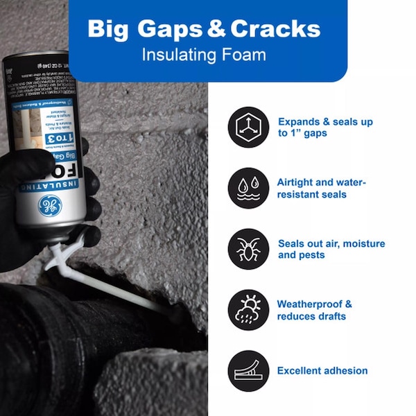 Ge GE White Foam Big Gaps and Cracks Insulating Sealant 12 oz - 2844274