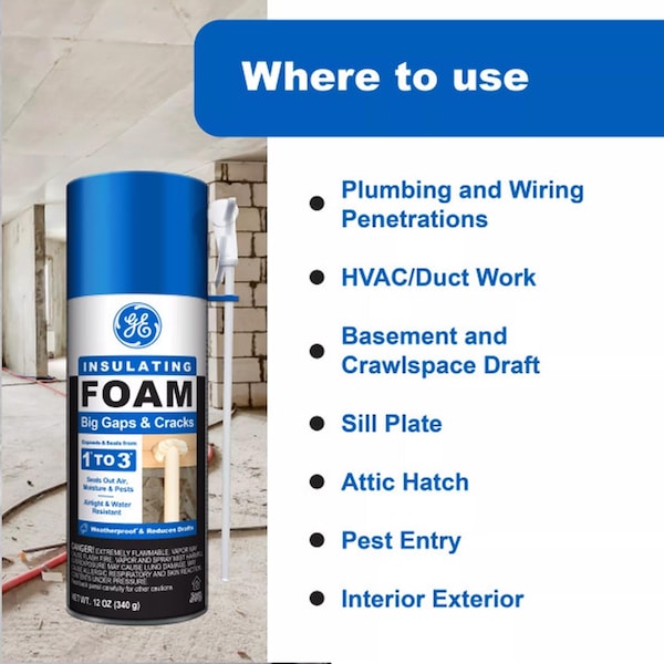 Ge GE White Foam Big Gaps and Cracks Insulating Sealant 12 oz - 2844274