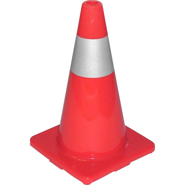 Tatco Sturdy Molded Reflective Traffic Cone, Polyvinyl Chloride (PVC), Orange - TCO25500