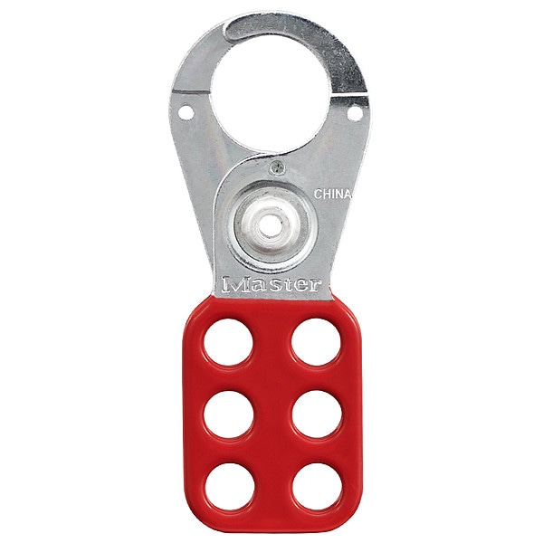 Master Lock Lockout Tagout Hasp with Vinyl-Coated Handle, 1 in Jaw Clearance, Steel, Red - 420