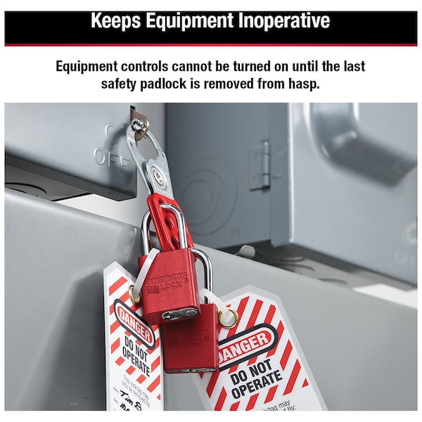 Master Lock Lockout Tagout Hasp with Vinyl-Coated Handle, 1 in Jaw Clearance, Steel, Red - 420