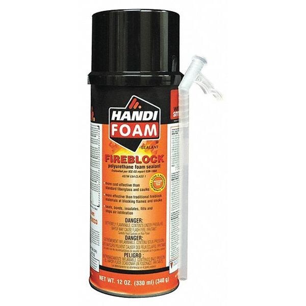 Handi-Foam Spray Foam Sealant, 12 oz, Aerosol Can, Orange, 2-3:1 Expansion Ratio 12 PK - P30033G