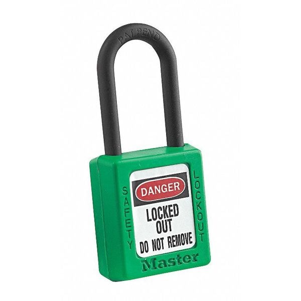 Master Lock Lockout Padlock, Keyed Different, Thermoplastic, 1 1/2 in Shackle, Polypropylene, English, Red - 406RED