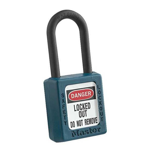 Master Lock Lockout Padlock, Keyed Different, Thermoplastic, 1 1/2 in Shackle, Polypropylene, English, Red - 406RED