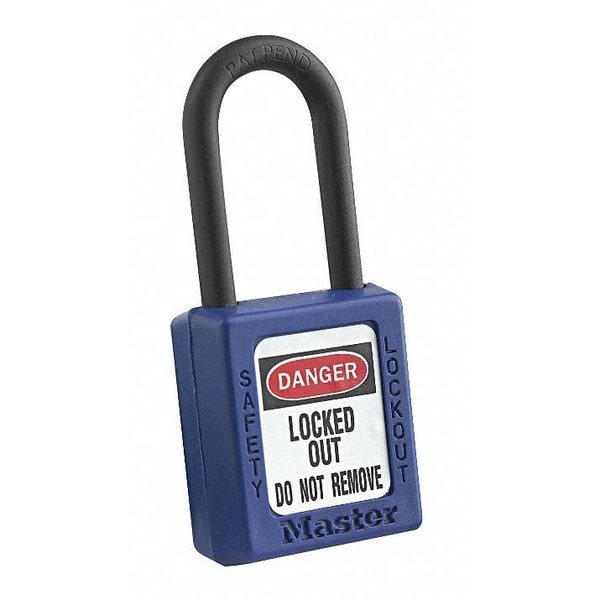 Master Lock Lockout Padlock, Keyed Different, Thermoplastic, 1 1/2 in Shackle, Polypropylene, English, Red - 406RED