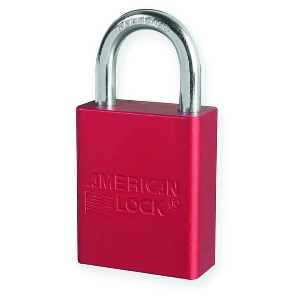 American Lock Anodized Aluminum Safety Padlock, Keyed Different, 1-1/2 in Wide with 1 in Tall Shackle, Red - A1105RED