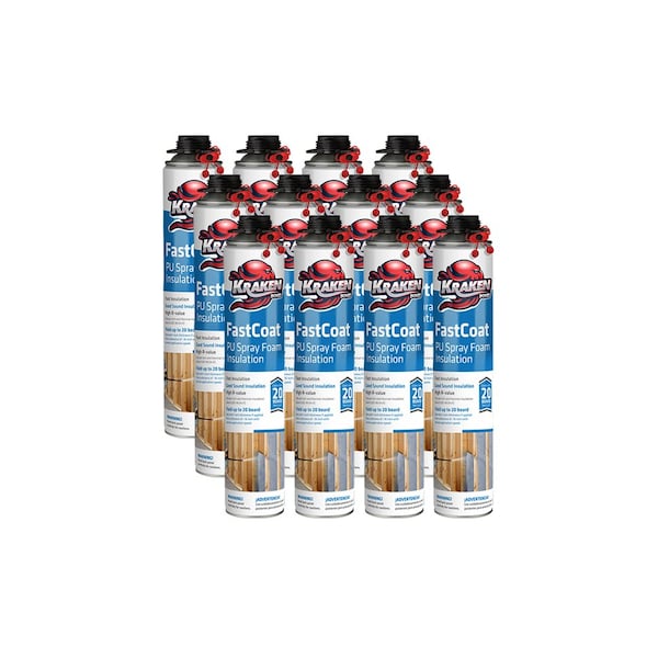 Krakenbond Krakenbond FastCoat Insulation Foam Spray, 27.1 oz. 12 Pack, Gun Use, 12PK - 12FCPACK