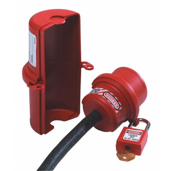 Master Lock Plug Lockout, For 3/4 in Max Cord Diameter, 9/16 in Shackle Diameter, Label Included - 488