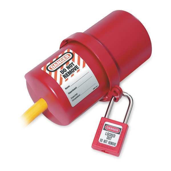 Master Lock Plug Lockout, For 3/4 in Max Cord Diameter, 9/16 in Shackle Diameter, Label Included - 488