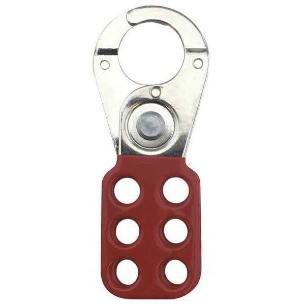 Condor Lockout Hasp, Standard Hasp, 1 in Opening Size, Snap-On, 6 Lock, Red - 7619