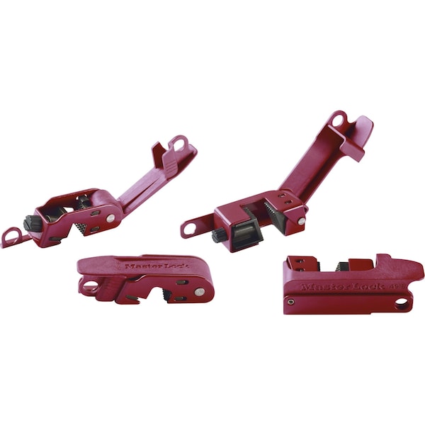 Master Lock Circuit Breaker Lockout Combo Pack, Clamp-On, For 120/277V AC Volt, Steel, Red - 506