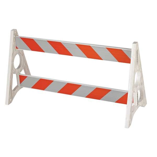 Zoro Select Parade Barricade, 40 1/2 in Height, 72 in Length, Orange/White - 7Y497