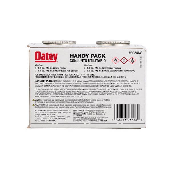 Oatey Oatey Handy Pack Clear/Purple Primer and Cement For PVC 4 oz - 30246V