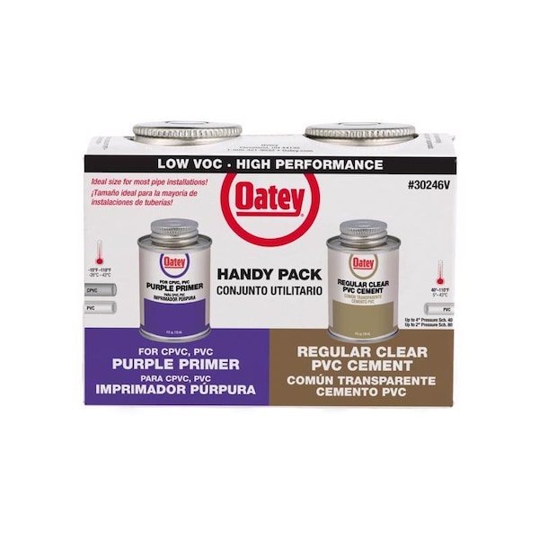 Oatey Oatey Handy Pack Clear/Purple Primer and Cement For PVC 4 oz - 30246V