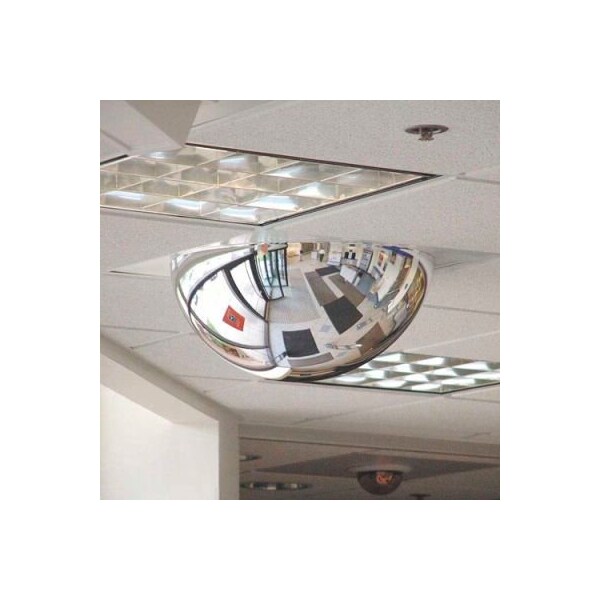 Safety Security Products Co T-Bar Full Dome Acrylic Mirror, Indoor, 22in Dia. W/2'x2' Panel, 360 Viewing Angle - H144225