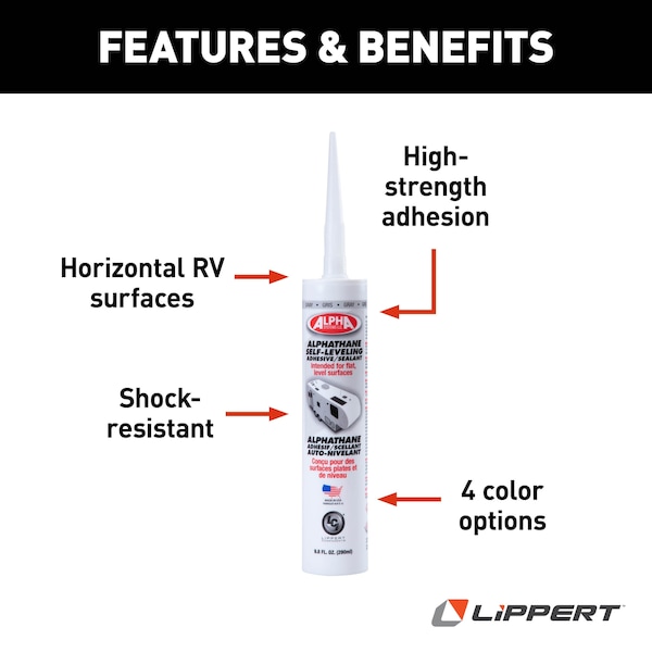 Lippert 5121 GREY ALPHATHANE 100% SOLIDS SELF LEVELING - 9.8 OZ TUBE - 862220