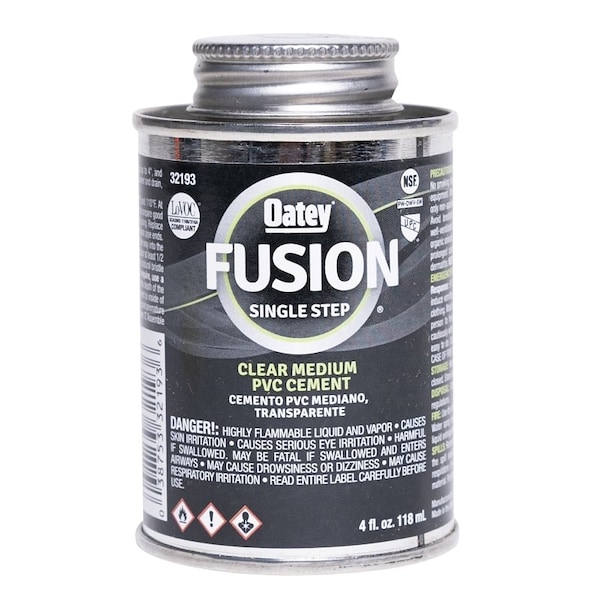 Oatey Fusion Cement, 4 oz Can, Liquid, Clear - 321931