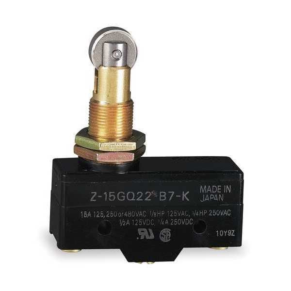 Interruptor de acción rápida industrial Omron, montaje en panel, émbolo, actuador de rodillo, SPDT - Z-15GQ22-B7-K