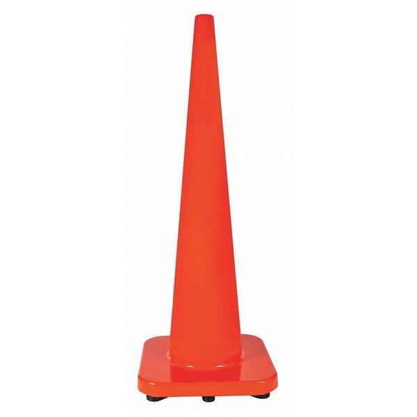 Zoro Select Traffic Cone, PVC, Non-Reflective, 36 in Height, 10 lb, Orange - 6FGZ3