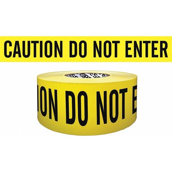Zoro Select Barricade Tape, Caution Do Not Enter, Yellow, 3 in Wide x 500 ft Length, Polypropylene, 4 mil - B354Y9-200