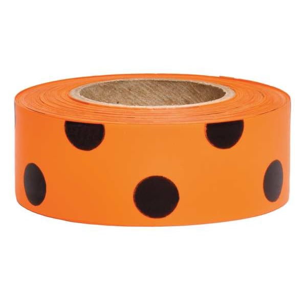 Zoro Select Flagging Tape, No Legend, Fluorescent Orange/Black, 1 3/16 in Wide x 150 ft Length, Vinyl, 2.5 mil - PDOGBK-200