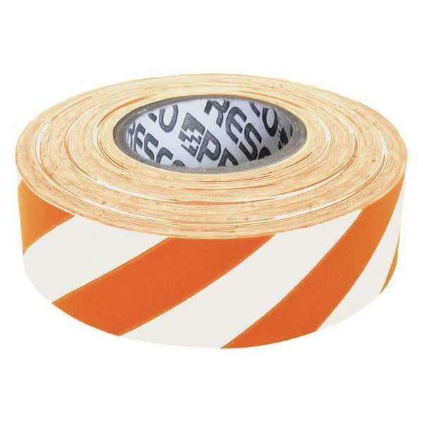 Zoro Select Flagging Tape, No Legend, Orange/White, 1 3/16 in Wide x 300 ft Length, Vinyl, 2 mil - SWO-200