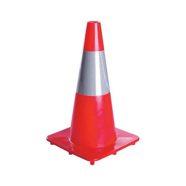 Zoro Select Traffic Cone, PVC, High-Intensity Prismatic, 28 in Height, 5 lb, Orange - 6FGZ5