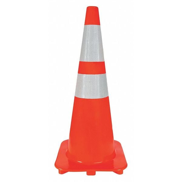 Zoro Select Traffic Cone, PVC, High-Intensity Prismatic, 28 in Height, 5 lb, Orange - 6FGZ5