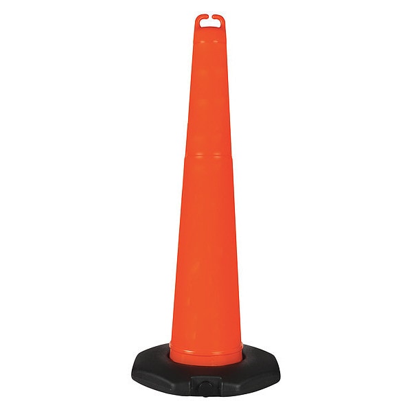 Zoro Select Traffic Cone, Polyethylene, Non-Reflective, 42 in Height, 4.23 lb, Orange - 45YJ68